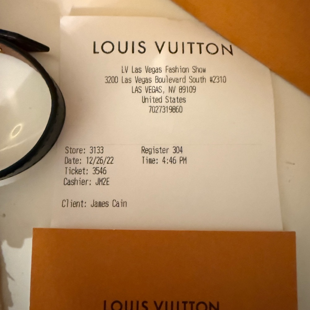 Louis Vuitton Black Leather Bracelet with Gold Emblem - Picture 9 of 15